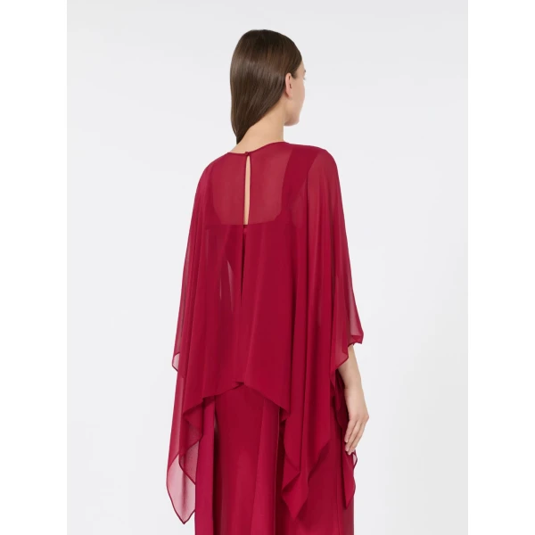 Max Mara Nebbie Silk Georgette Cropped Cape in Ruby | Jackets | Coveti