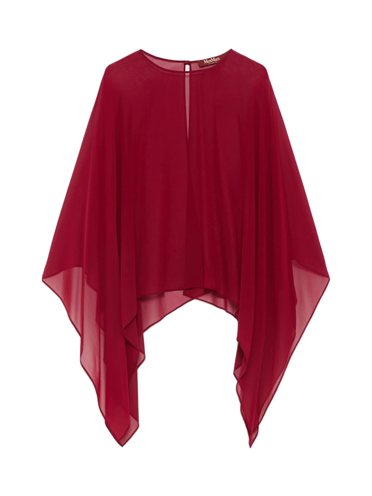 Max Mara Nebbie Silk Georgette Cropped Cape in Ruby Max Mara Nebbie Silk Georgette Cropped Cape in Ruby | Jackets | Coveti