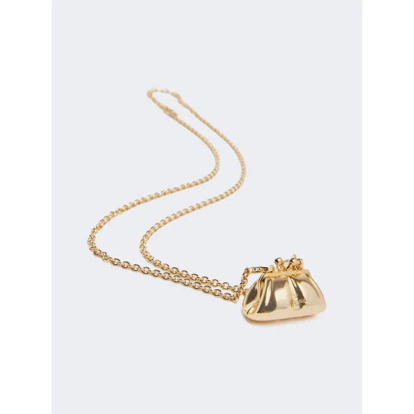 Max Mara Necklace with Pasticcino Bag Charm in Gold | Necklace | Coveti