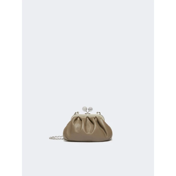 Max Mara Nembi Extra Small Shiny Sheepskin Pasticcino Bag in Mud | Mini Bags | Coveti