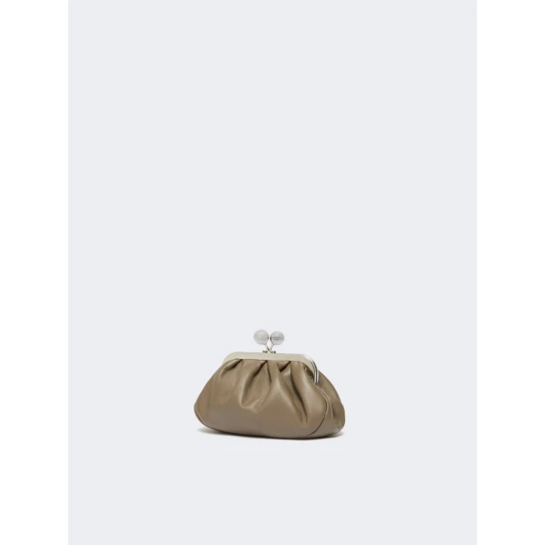 Max Mara Nembi Extra Small Shiny Sheepskin Pasticcino Bag in Mud | Mini Bags | Coveti