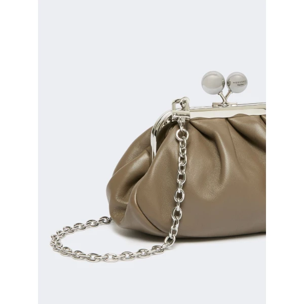 Max Mara Nembi Extra Small Shiny Sheepskin Pasticcino Bag in Mud | Mini Bags | Coveti