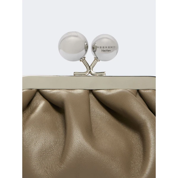 Max Mara Nembi Extra Small Shiny Sheepskin Pasticcino Bag in Mud | Mini Bags | Coveti