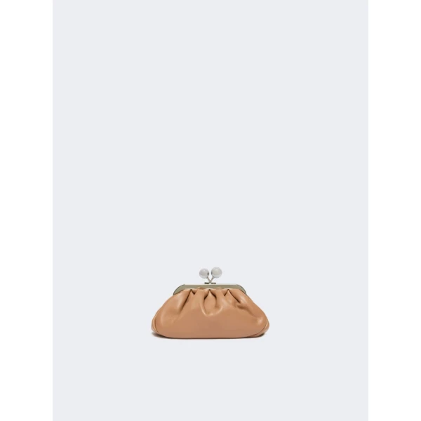 Max Mara Nembi Extra Small Shiny Sheepskin Pasticcino Bag in Nude | Mini Bags | Coveti