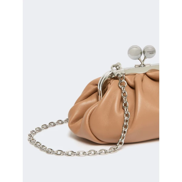 Max Mara Nembi Extra Small Shiny Sheepskin Pasticcino Bag in Nude | Mini Bags | Coveti