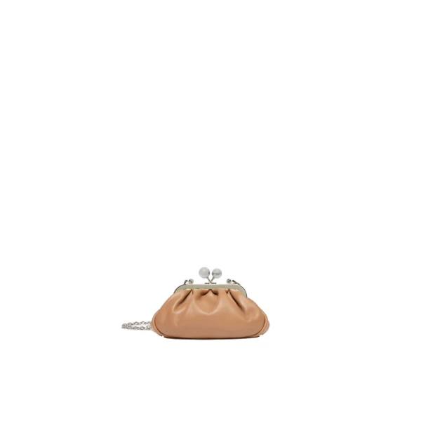 Max Mara Nembi Extra Small Shiny Sheepskin Pasticcino Bag in Nude | Mini Bags | Coveti