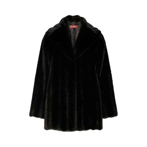 Neo Flared Textured Short Coat in Black