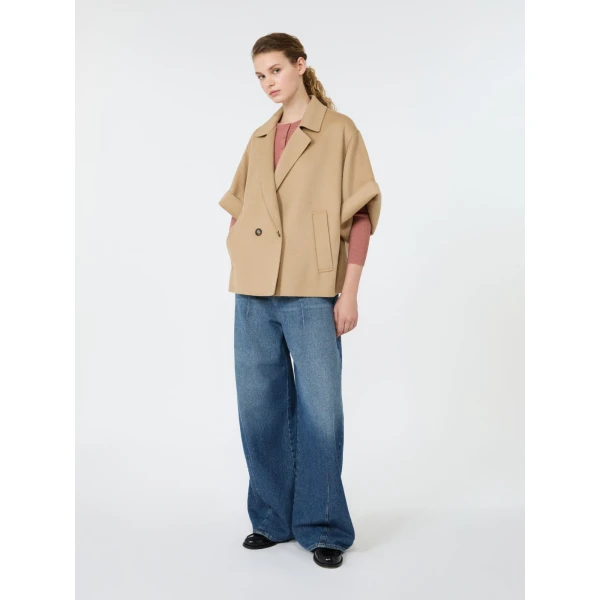Max Mara Neo Short Double Wool Coat in Camel | Wool Coat | Coveti