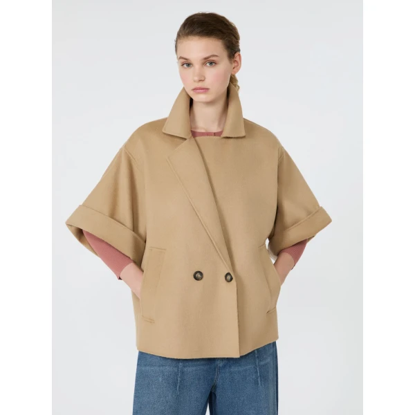 Max Mara Neo Short Double Wool Coat in Camel | Wool Coat | Coveti