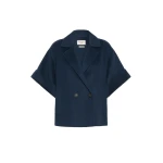 Max Mara Neo Short Double Wool Coat in Navy | Wool Coat | Coveti