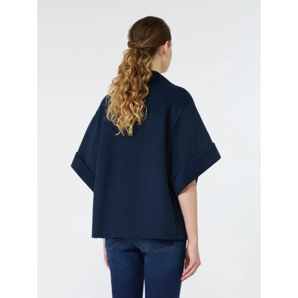 Max Mara Neo Short Double Wool Coat in Navy | Wool Coat | Coveti