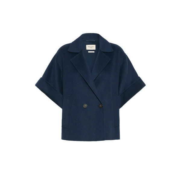 Neo Short Double Wool Coat in Navy