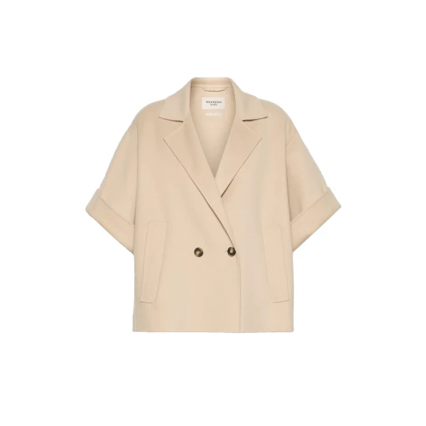 Neo Short Double Wool Coat in Sand