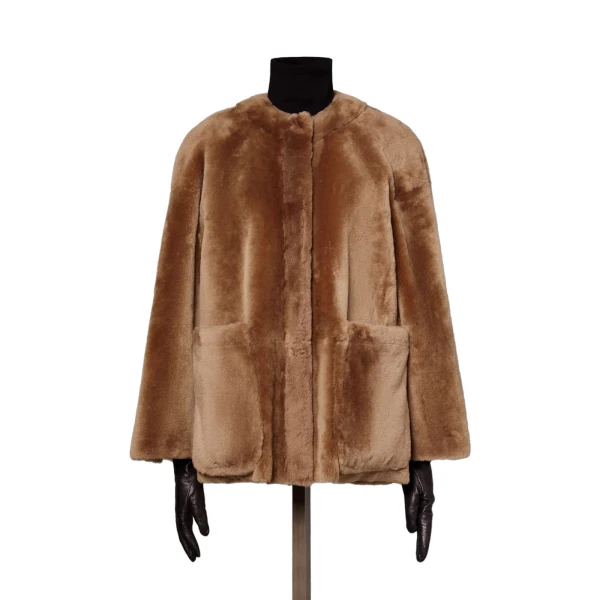 Nerine Reversible Shearling Jacket in Camel
