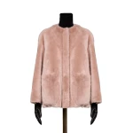 Max Mara Nerine Reversible Shearling Jacket in Powder Pink | Shearling Jackets | Coveti