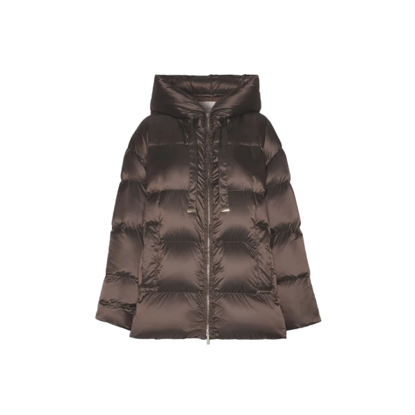 Max Mara Nerine Short Roomy Water-Repellent Puffer Jacket in Dark Brown | Jackets | Coveti