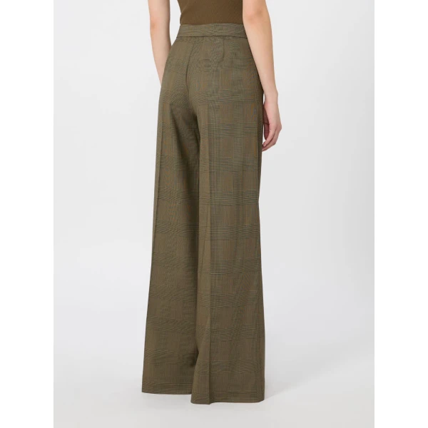 Max Mara Netto Glen Plaid Wool Trousers in Khaki | Tailored pants | Coveti