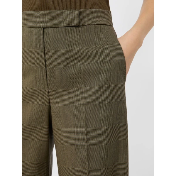 Max Mara Netto Glen Plaid Wool Trousers in Khaki | Tailored pants | Coveti