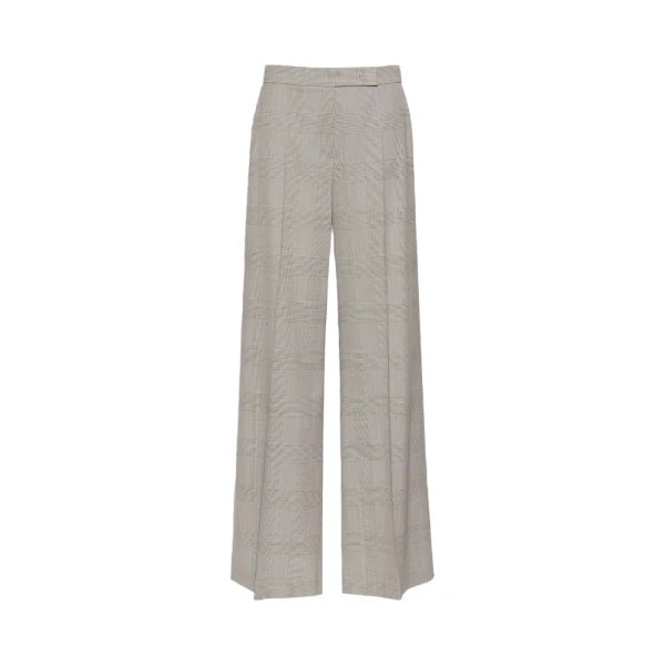 Max Mara Netto Glen Plaid Wool Trousers in Olive Green | Tailored pants | Coveti