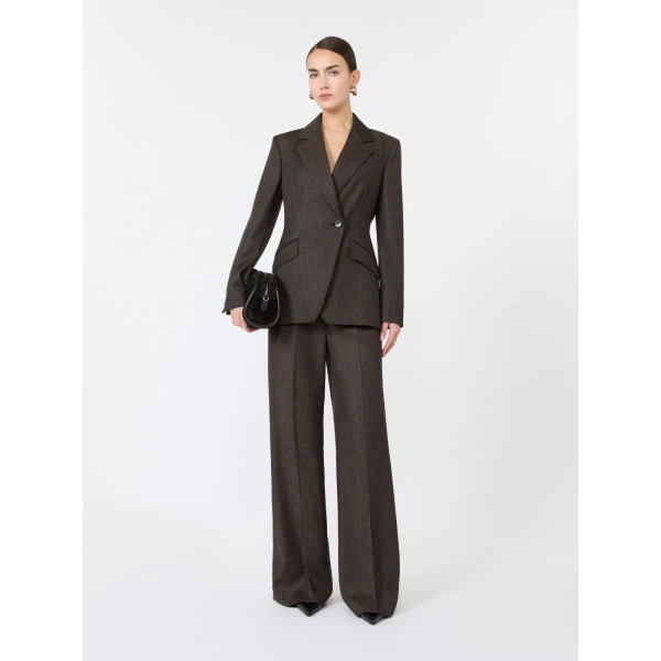 Max Mara Neutro Denim-Look Wool Fitted-Waist Blazer in Black | Blazers | Coveti