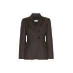 Max Mara Neutro Denim-Look Wool Fitted-Waist Blazer in Black | Blazers | Coveti