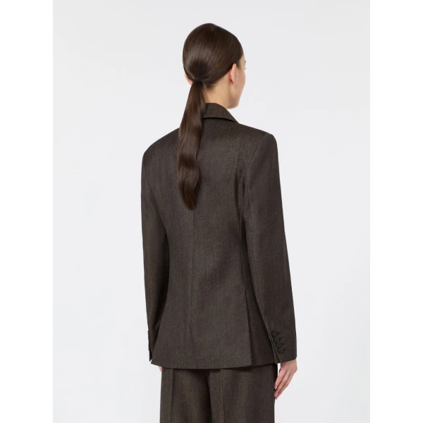 Max Mara Neutro Denim-Look Wool Fitted-Waist Blazer in Black | Blazers | Coveti
