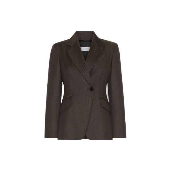 Max Mara Neutro Denim-Look Wool Fitted-Waist Blazer in Black | Blazers | Coveti