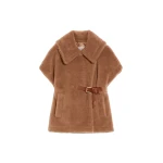 Max Mara Newabavo Teddy Fabric Cape in Camel | Coats | Coveti