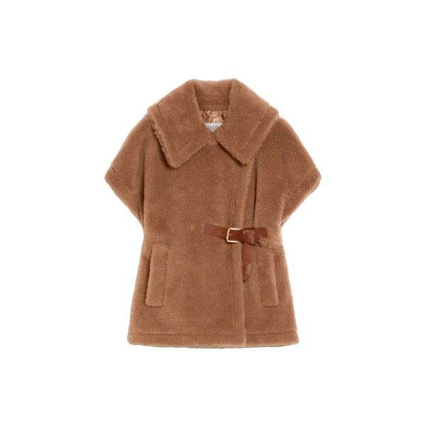 Newabavo Teddy Fabric Cape in Camel