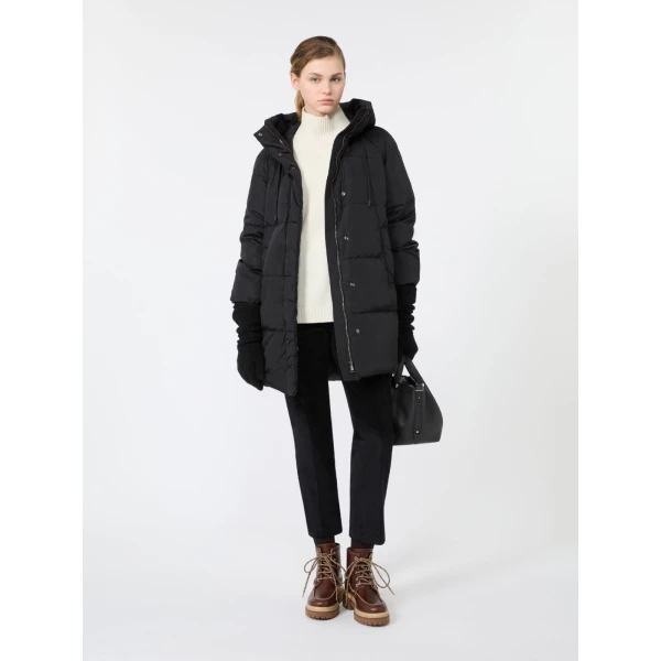 Max Mara Newbembo Water-Repellent Taffeta Midi Parka in Black | Coats | Coveti