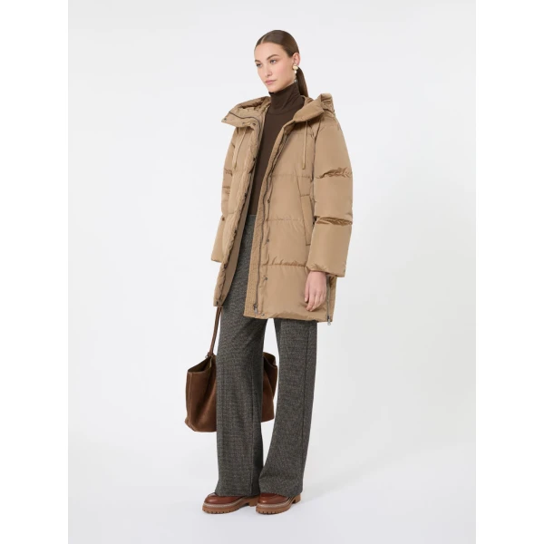 Max Mara Newbembo Water-Repellent Taffeta Midi Parka in Camel | Coats | Coveti