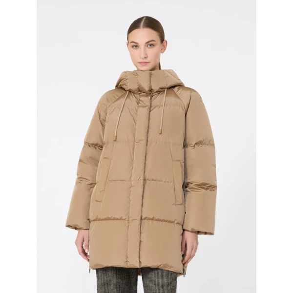 Max Mara Newbembo Water-Repellent Taffeta Midi Parka in Camel | Coats | Coveti
