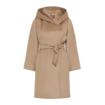 Max Mara Newmang Hooded Wool Robe Coat in Camel | Wool Coat | Coveti
