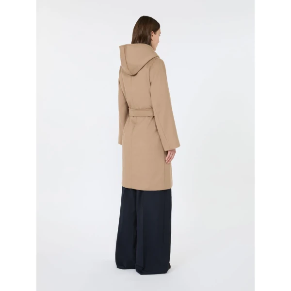 Max Mara Newmang Hooded Wool Robe Coat in Camel | Wool Coat | Coveti