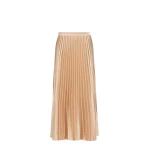 Max Mara Nicchia Pleated Satin Skirt in Antique Rose | Pleated Skirts | Coveti