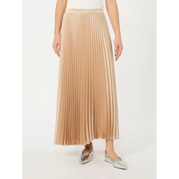 Max Mara Nicchia Pleated Satin Skirt in Antique Rose | Pleated Skirts | Coveti