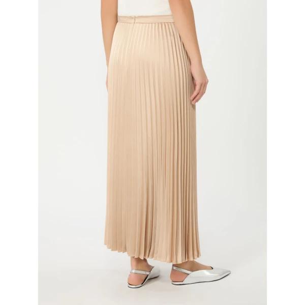 Max Mara Nicchia Pleated Satin Skirt in Antique Rose | Pleated Skirts | Coveti