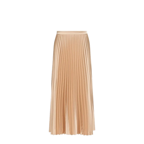 Nicchia Pleated Satin Skirt in Antique Rose