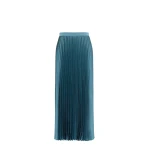Max Mara Nicchia Pleated Satin Skirt in Blue Azure | Pleated Skirts | Coveti