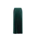 Max Mara Nicchia Pleated Satin Skirt in Dark Green | Pleated Skirts | Coveti