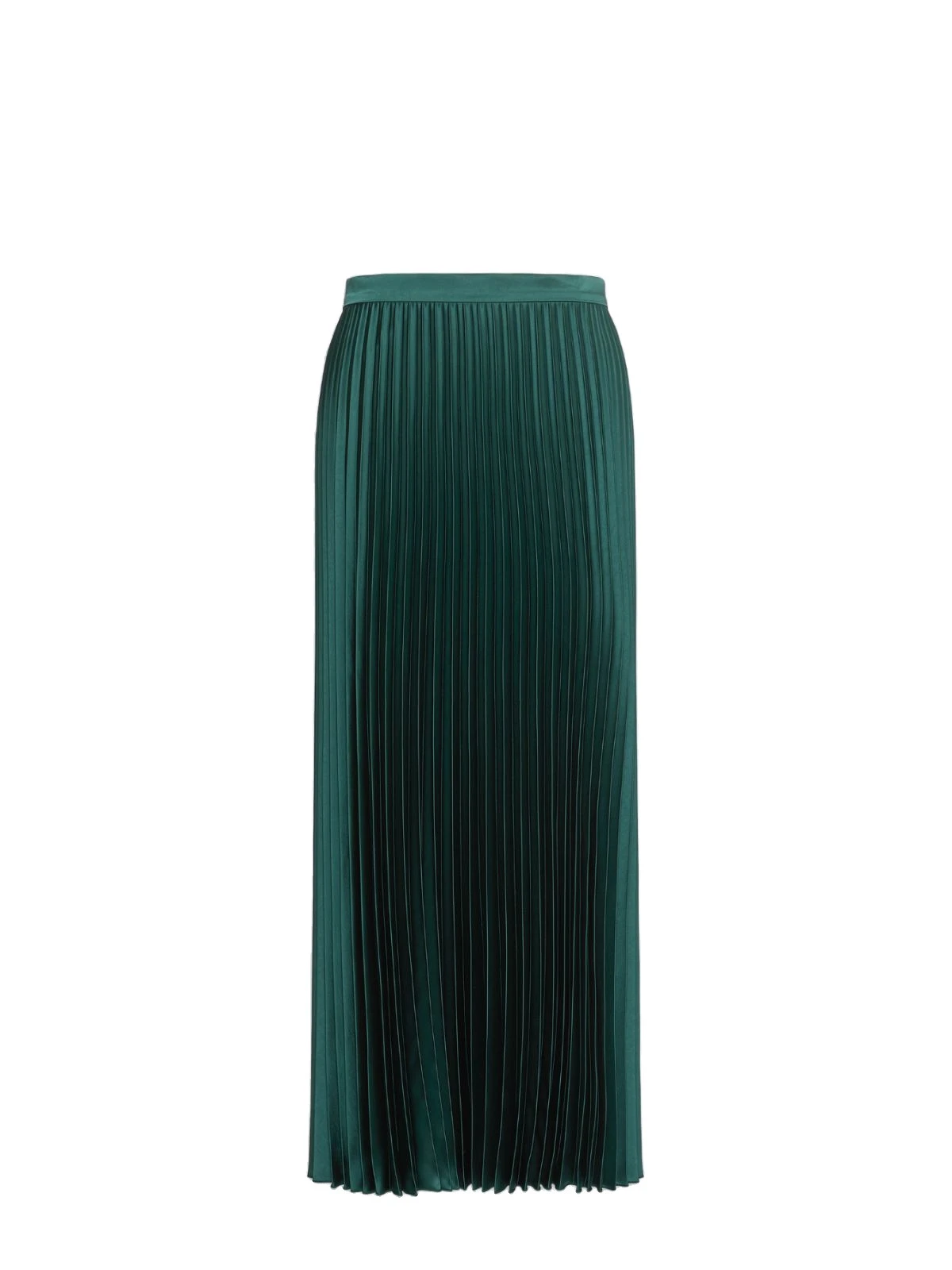Max Mara Nicchia Pleated Satin Skirt in Dark Green Max Mara Nicchia Pleated Satin Skirt in Dark Green | Pleated Skirts | Coveti