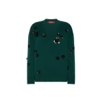 Max Mara Nigella Embroidered Wool and Cashmere Sweater in Green | Sweaters | Coveti