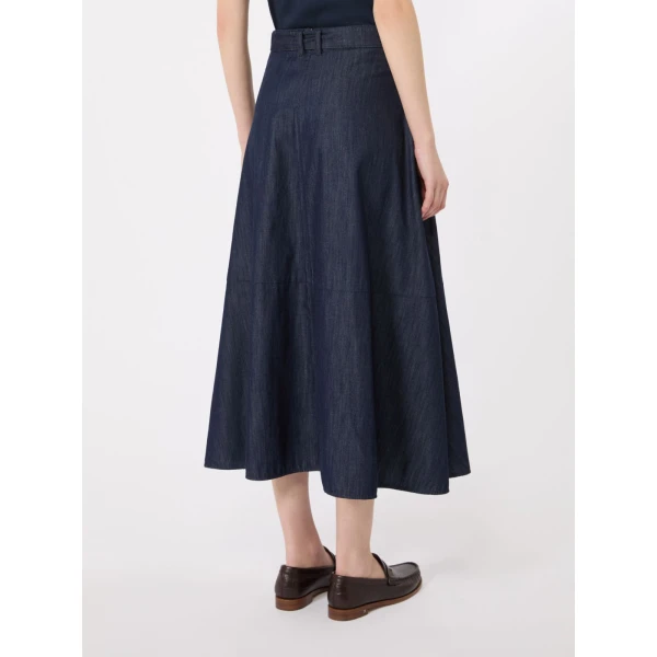 Max Mara Ninfe Cotton Denim Flared Skirt in Midnight Blue | Denim Skirts | Coveti