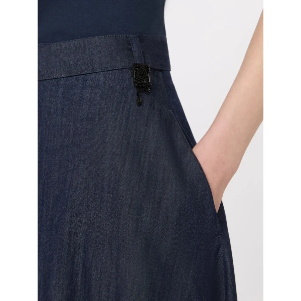 Max Mara Ninfe Cotton Denim Flared Skirt in Midnight Blue | Denim Skirts | Coveti