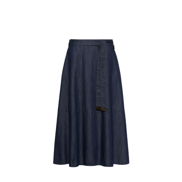 Max Mara Ninfe Cotton Denim Flared Skirt in Midnight Blue | Denim Skirts | Coveti
