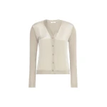 Max Mara Ninfee Cashmere and Silk Cardigan in Stone Grey | Cardigan | Coveti