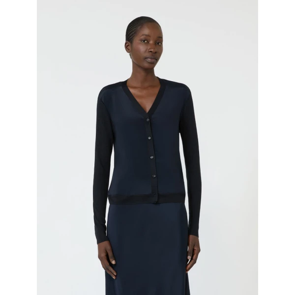 Max Mara Ninfee Cashmere and Silk Cardigan in Ultramarine | Cardigan | Coveti