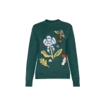 Max Mara Nitra Alpaca and Wool Intarsia Jumper in Dark Green | Sweaters | Coveti