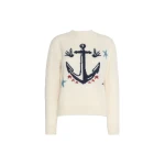 Max Mara Nitra Alpaca and Wool Intarsia Jumper in Ice Grey | Sweaters | Coveti