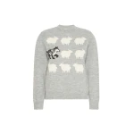 Max Mara Nitra Alpaca and Wool Intarsia Jumper in Light Grey | Sweaters | Coveti